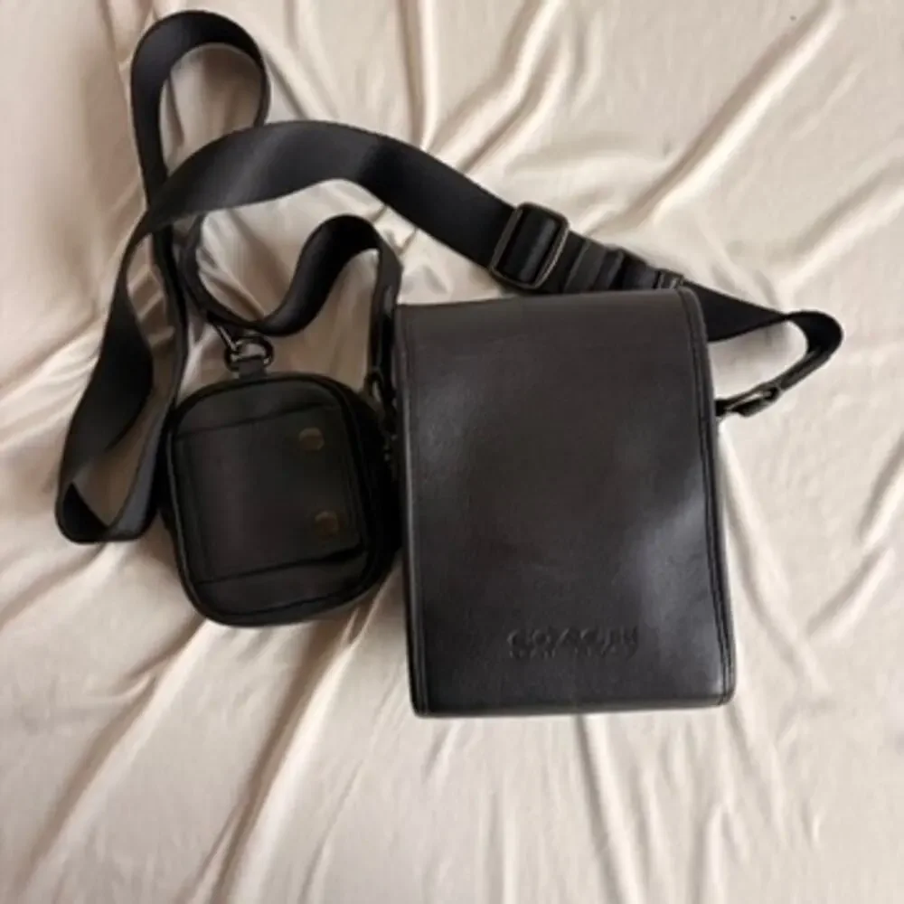 Vintage Coach Charter North/South Crossbody Bag w/ Matching Pouch - Black